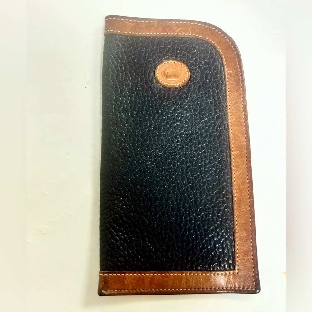 Vintage Dooney & Bourke All Weather Leather Eyeglass Case Black Tan